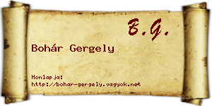 Bohár Gergely névjegykártya