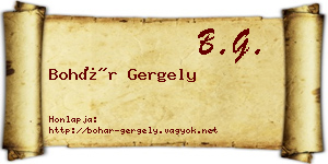 Bohár Gergely névjegykártya